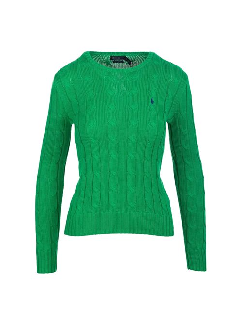 Maglione a trecce con logo green POLO RALPH LAUREN | 211891640005
